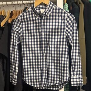 J. Crew Navy and White Plaid Button Down Shirt